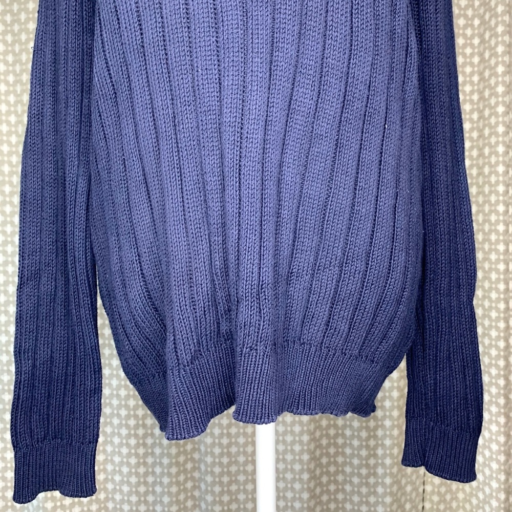 RALPH LAUREN PURPLE LABEL Mens Cotton Sweater Woven Cable Knit Blue Navy XL - Picture 7 of 8